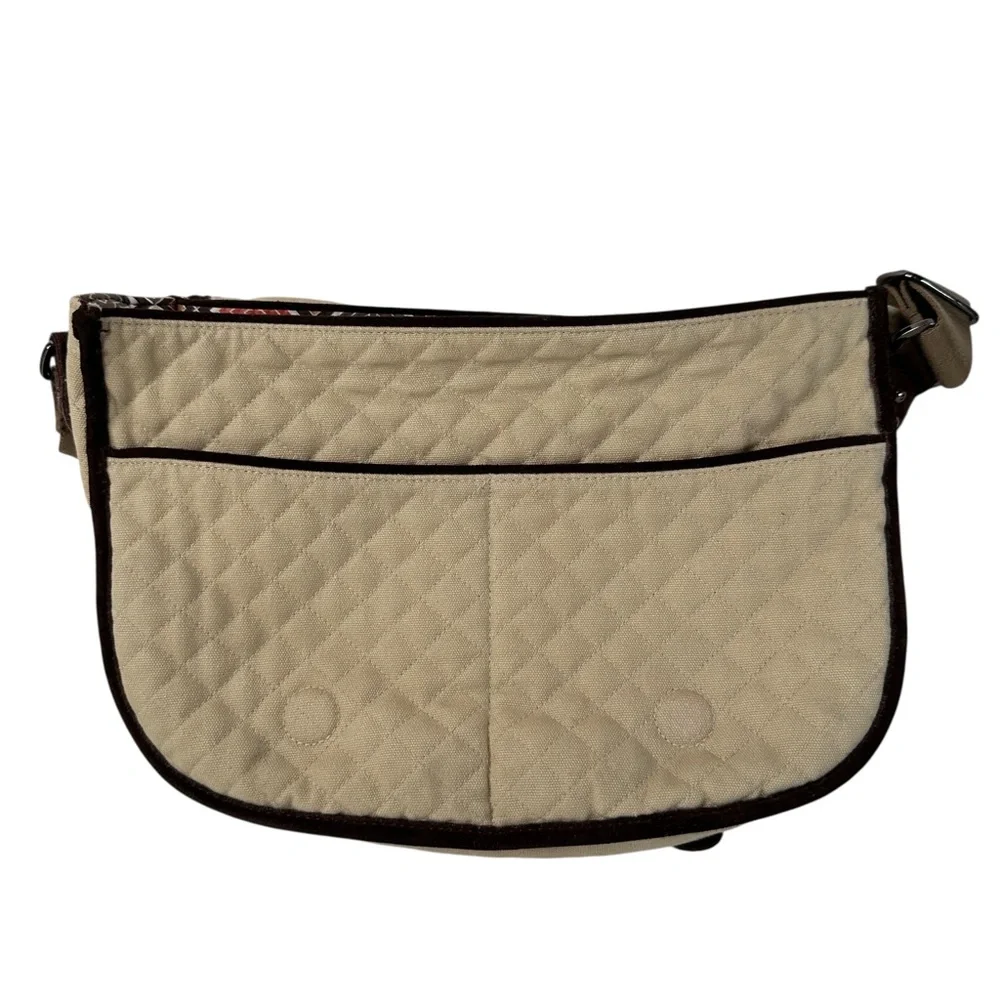 Vera Bradley Boho Cream Brown Quilted Crossbody Bag Adjustable Strap Zip Purse - Picture 4 of 16